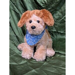 TySilk Scoundrel Brown Puppy Dog Plush Ty Silk Blue Bandana Stuffed 2006 RETIRED